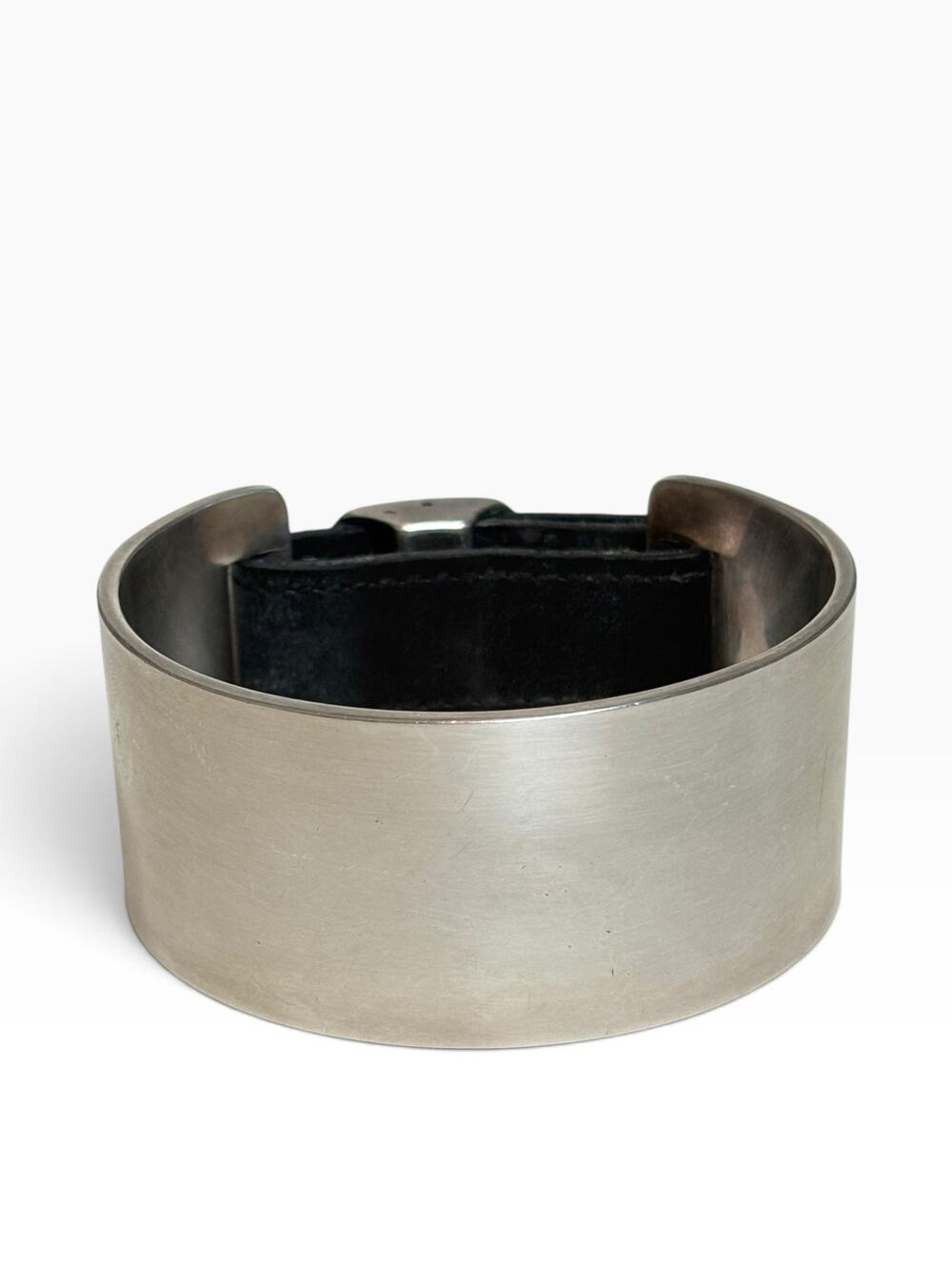 HERMÈS Cartoche Sterling Silver & Leather Cuff Bracelet